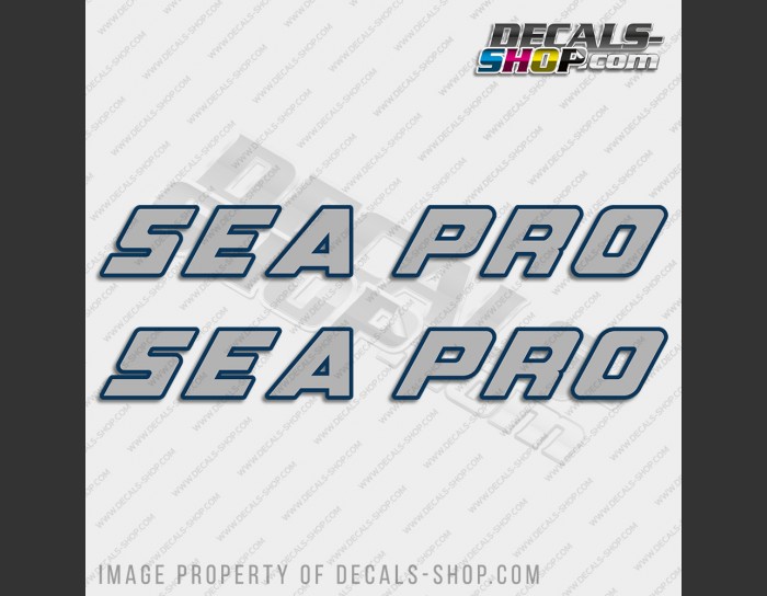 Sea Pro Boat Logo Silver Decal Set of 2 x 24"